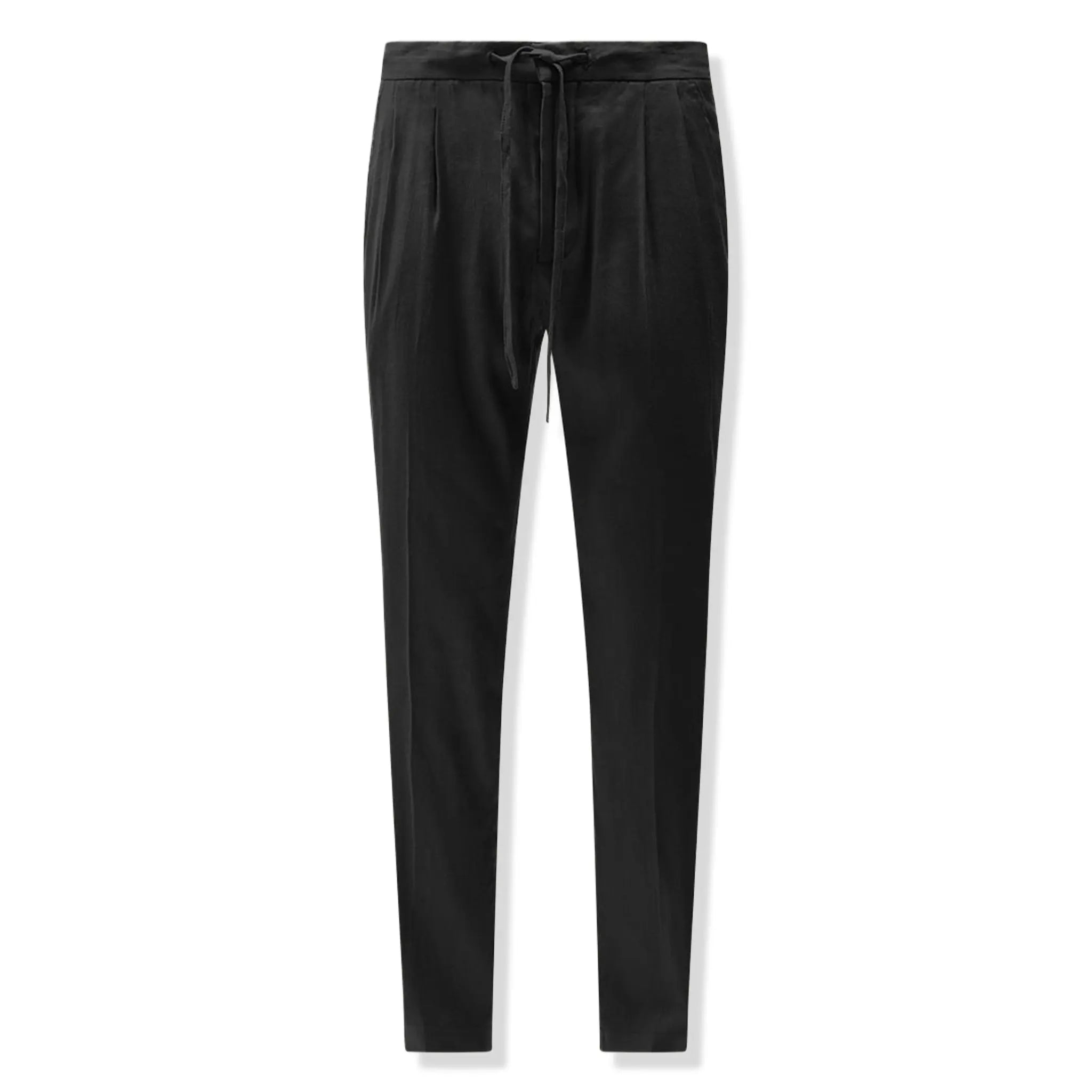 Front View of Peckham Rye Marina Linen Blend Black Trousers